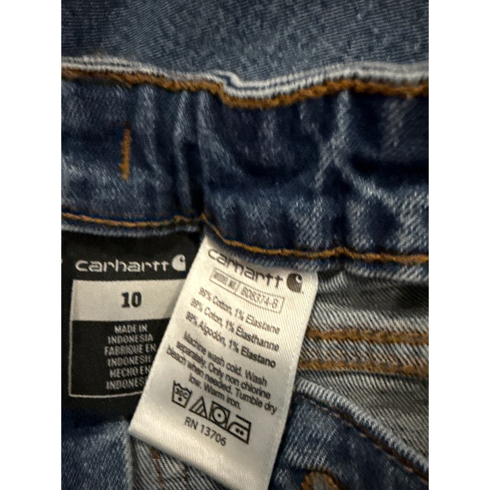 Carhartt Kids Size 10 Straight Leg Jeans Medium Wash Adjustable Waist - Picture 4 of 5